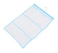 FUNNETOYU Organizer Per Doccia e Accessori Per Bagno in Maglia Con 6 Tasche, Gancio Singolo Salvaspazio, Per Shampoo e Giocattoli, Montaggio Facile Sui Teli Doccia, Color Azzurro