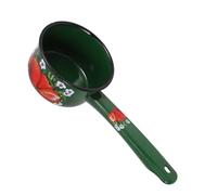 FUNNETOYU Pentolino Smaltato Vintage per Latte e Cucchiaio da Cucina Ergonomico Verde Piccolo Leggero e Facile da Pulire Utile per Svezzamento e Uso Quotidiano