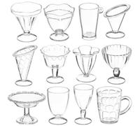 FUNNETOYU Set 12 Pezzi Tazze Fai Da Te in Miniatura Per Casa Delle Bambole, Bicchieri Trasparenti e Coppe Gelato Per Ragazzo Ragazza, Accessori Decorativi Per Mini Case e Giochi Creativi Di Ruolo
