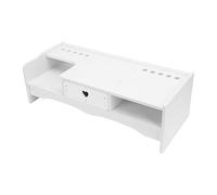 FUNNETOYU Supporto Elevatore per Computer Cassetto, Rack di Stoccaggio da Scrivania per Ufficio, Organizzatore Monitor da Tavolo Bianco 48x20x15 Cm per Studenti e Impiegati