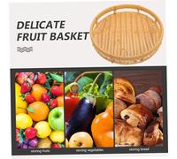 FUNNETOYU Vassoio Rotondo Mano con Piccolo Cestino Decorativo Portatile Portafrutta Schegge Organizer Versatile per Oggetti