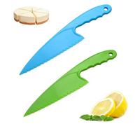 Funngy Coltello per Torte in Plastica,2 PCS Multiuso Lama Seghettata per Taglio a Onde e Livella Integrata Ideale per Frutta Verdura Pane Pizza e Feste Perfetto per Compleanni e Matrimoni