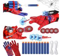 Funnity 3 Sets Guanti spider Bambino con Lanciatore, Marve Giocattolo Spara Ragnatele spider, Gadget spider, Costume spider Bambino per Cosplay spider Costume Carnevale(D)
