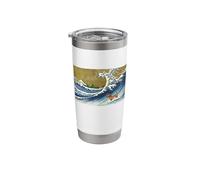 Funnny Retro Vintage Surfing a Wave Dachshund Lover Bicchiere termico in acciaio inox doppia parete