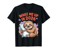 Funny 2026 Sloth New Year Lazy Celebration Style Maglietta