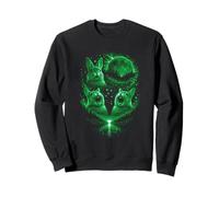 Funny 3 Howling Bunny Full Moon Eclipse Forest Green Pasqua Felpa