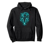 Funny 3 Howling Bunny Ice Blue Full Moon Eclipse Pasqua Felpa con Cappuccio