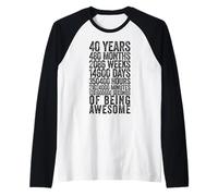 Funny 40th Birthday Shirt Old Meter Funny 40 Year Old Gifts Maglia con Maniche Raglan
