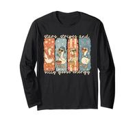 Funny 4th of July Goose Retro Independence Day Firequacker Maglia a Manica