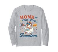Funny 4th of July Goose Retro Independence Day Firequacker Maglia a Manica