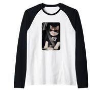 Funny 67 Cat Sunglasses Six Seven 6 7 Cat Meme Gen Alpha Maglia con Maniche Raglan