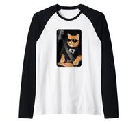 Funny 67 Cat Sunglasses Six Seven 6 7 Cat Meme Gen Alpha Maglia con Maniche Raglan