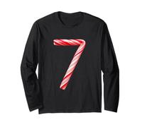 Funny 67 Six Seven Meme Christmas Matching Candy Cane Black Maglia a Manica