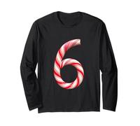 Funny 67 Six Seven Meme Christmas Matching Candy Cane Black Maglia a Manica