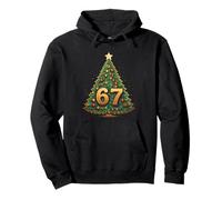 Funny 67 Six Seven Meme Christmas Vintage Tree Graphic Felpa con Cappuccio