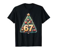 Funny 67 Six Seven Meme Christmas Vintage Tree Graphic Maglietta