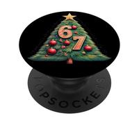 Funny 67 Six Seven Meme Christmas Vintage Tree Graphic PopSockets PopGrip Adesivo