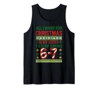 Funny 67 Six Seven Squad Meme Christmas Ugly Sweater Sister Canotta
