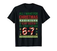 Funny 67 Six Seven Squad Meme Christmas Ugly Sweater Sister Maglietta