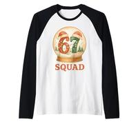 Funny 67 Squad Pigiama Natalizio Six Seven Snow Globe Meme Maglia con Maniche Raglan