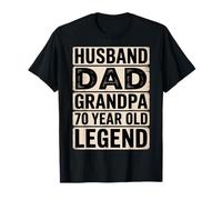 Funny 70th Birthday Husband Dad Grandpa Living Legend Men Maglietta