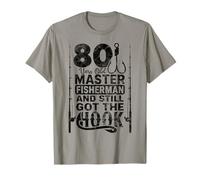 Funny 80 Year Old Fishing apparel Vintage Gift for Dad Men Maglietta