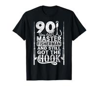 Funny 90 Year Old Fishing apparel Vintage Gift for Dad Men Maglietta