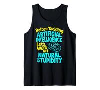 Funny AI T-Shirt - Intelligenza Artificiale Stupidità Naturale Canotta