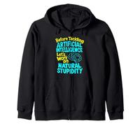 Funny AI T-Shirt - Intelligenza Artificiale Stupidità Naturale Felpa con Cappuccio