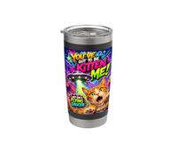 Funny Alien Cat Flying Saucer Graffiti Artwork Cartoon Bicchiere termico in acciaio inox doppia parete