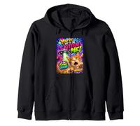 Funny Alien Cat Flying Saucer Graffiti Artwork Cartoon Felpa con Cappuccio