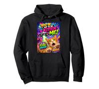 Funny Alien Cat Flying Saucer Graffiti Artwork Cartoon Felpa con Cappuccio