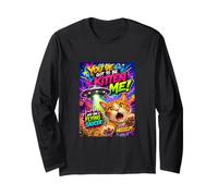 Funny Alien Cat Flying Saucer Graffiti Artwork Cartoon Maglia a Manica