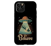 Funny Alien Christmas Believe UFO Santa Abduction Men Women Custodia per iPhone 11 Pro