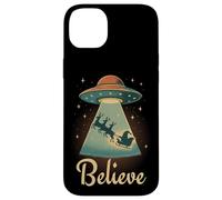 Funny Alien Christmas Believe UFO Santa Abduction Men Women Custodia per iPhone 14 Plus