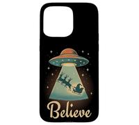 Funny Alien Christmas Believe UFO Santa Abduction Men Women Custodia per iPhone 15 Pro Max