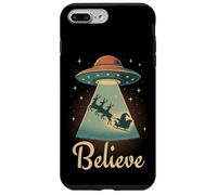 Funny Alien Christmas Believe UFO Santa Abduction Men Women Custodia per iPhone 7 Plus/8 Plus