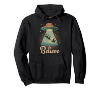 Funny Alien Christmas Believe UFO Santa Abduction Men Women Felpa con Cappuccio