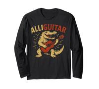 Funny Alligator Guitar Music Pun Animal Acoustic Joke Item Maglia a Manica
