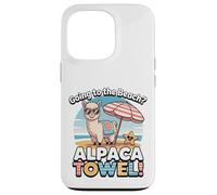 Funny Alpaca Going To The Beach - Alpaca Towel Vacation Custodia per iPhone 13 Pro