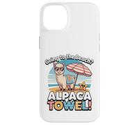 Funny Alpaca Going To The Beach - Alpaca Towel Vacation Custodia per iPhone 14 Plus