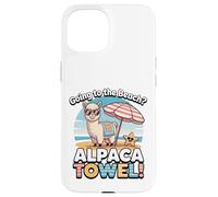 Funny Alpaca Going To The Beach - Alpaca Towel Vacation Custodia per iPhone 15