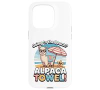 Funny Alpaca Going To The Beach - Alpaca Towel Vacation Custodia per iPhone 15 Pro