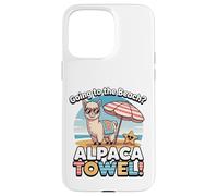 Funny Alpaca Going To The Beach - Alpaca Towel Vacation Custodia per iPhone 15 Pro Max