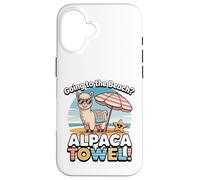 Funny Alpaca Going To The Beach - Alpaca Towel Vacation Custodia per iPhone 16