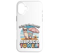 Funny Alpaca Going To The Beach - Alpaca Towel Vacation Custodia per iPhone 16 Plus