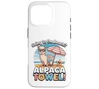 Funny Alpaca Going To The Beach - Alpaca Towel Vacation Custodia per iPhone 16 Pro