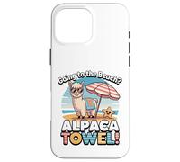 Funny Alpaca Going To The Beach - Alpaca Towel Vacation Custodia per iPhone 16 Pro Max