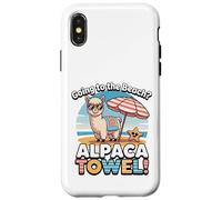 Funny Alpaca Going To The Beach - Alpaca Towel Vacation Custodia per iPhone X/XS