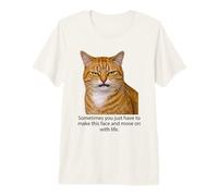 Funny Angry Annoyed Cat Face Meme Unimpressed Orange Cat Pun Maglietta Premium